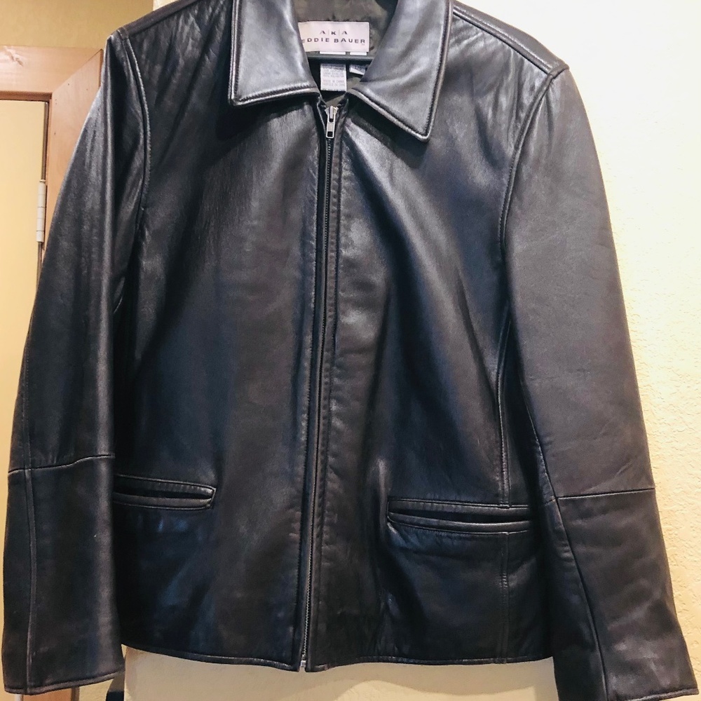 Eddie Bauer brown leather jacket Large - Picture 1 of 10